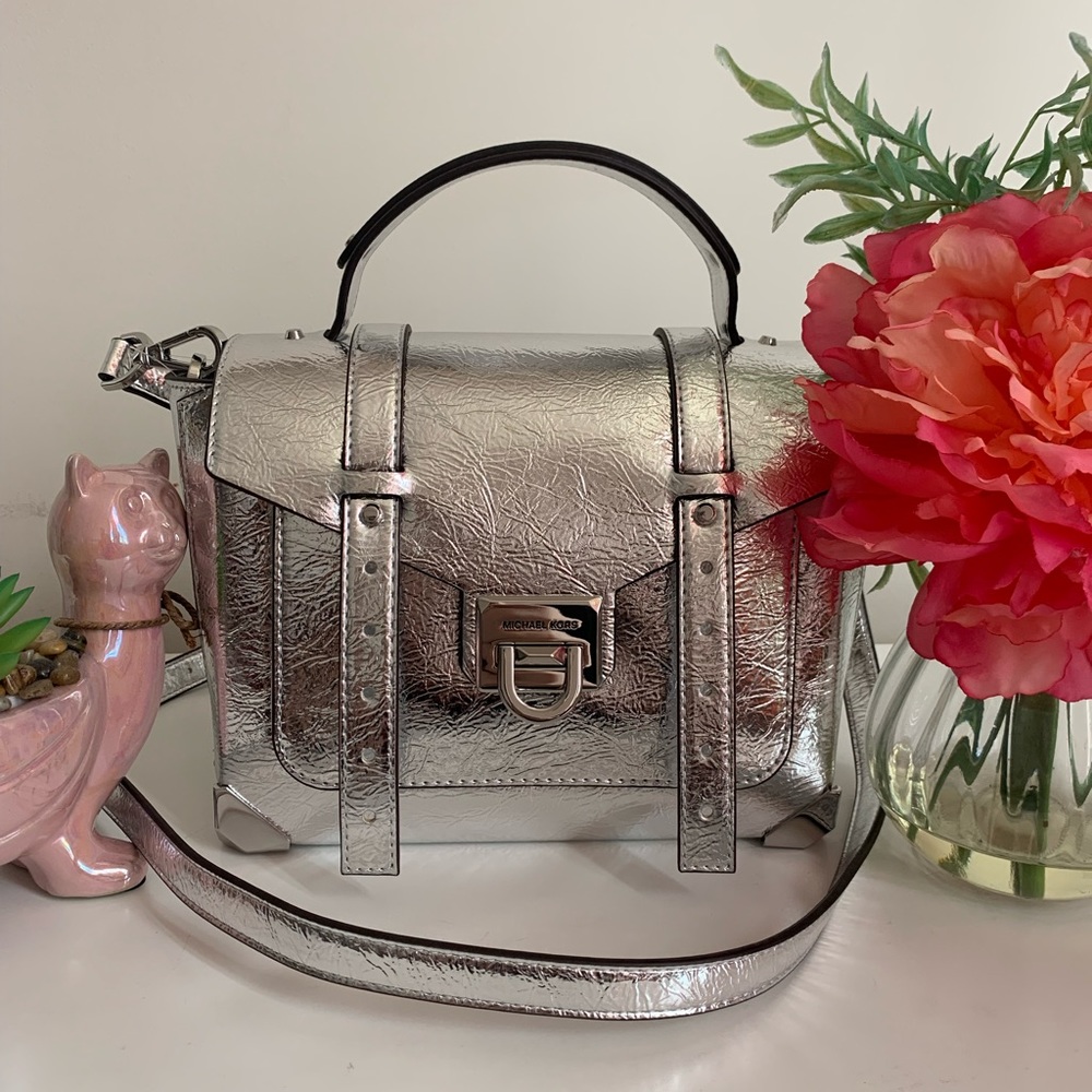 Michael Kors Manhattan Medium School Satchel Silver